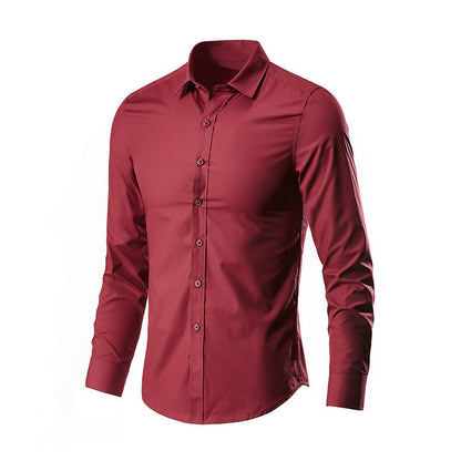 Men White Casual Suit Shirt Solid Color