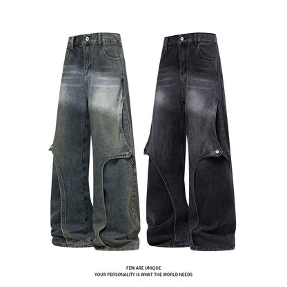 Mens American-Style High-Street Washed Gradient Jeans