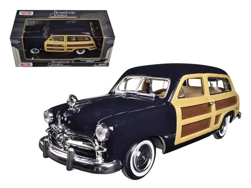 1949 Ford Woody Wagon Dark Blue 1/24 Diecast Model Car by Motormax