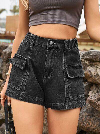 High Waist Denim Shorts with Pockets for Summer Style