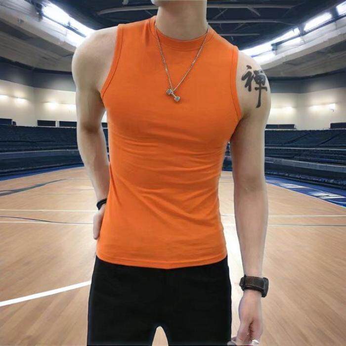 Men's Mid-rise Tight-Fit Sleeveless Tank Top All-Match Slim-Fit
