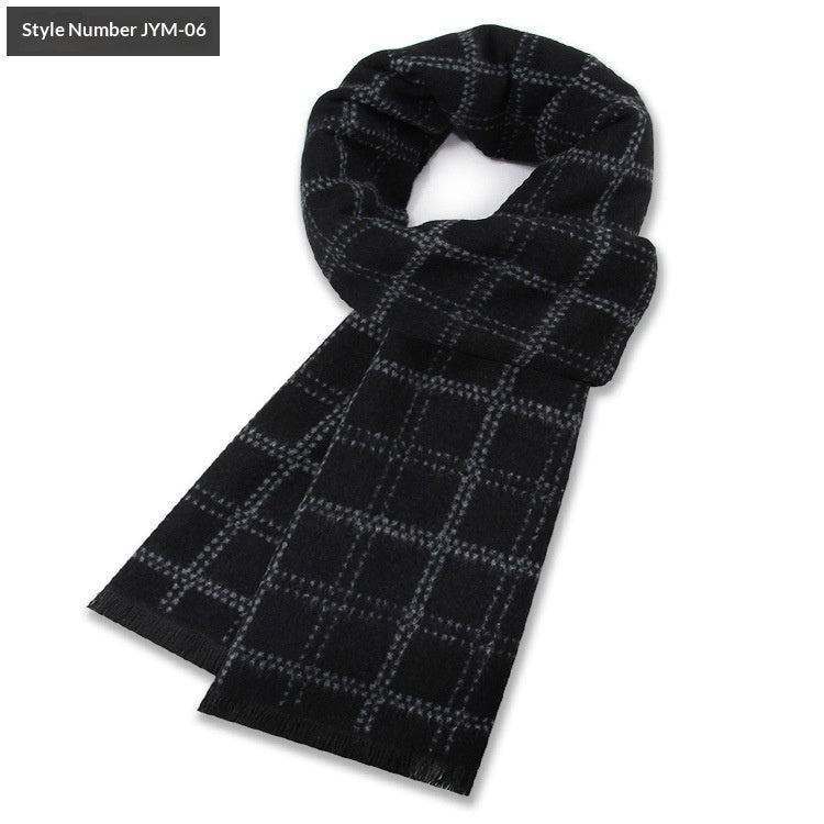 Mens Wool-Blend Plaid Scarf Winter Warmth & Extra Thickness