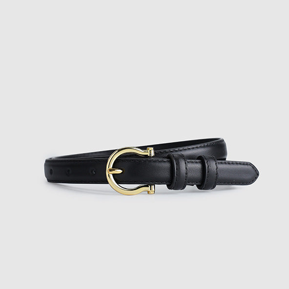 French Gold Buckle Genuine Leather Belt Women