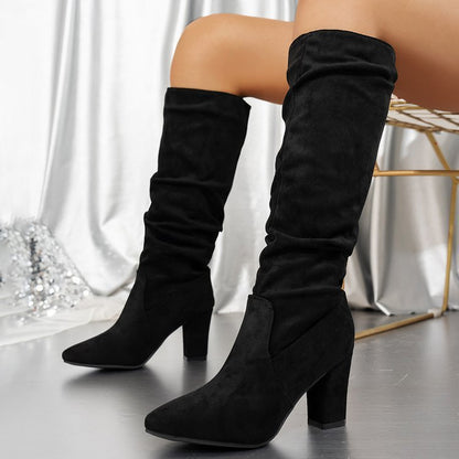 Style Chunky Heel Pointed-toe Fashion Female Boots