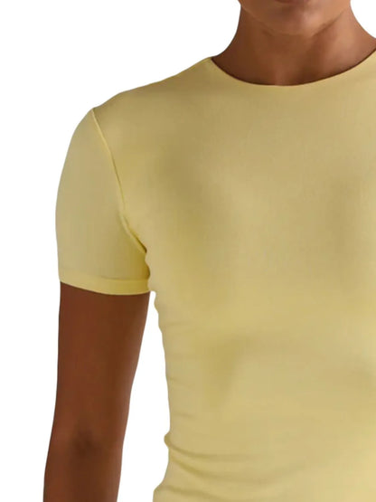 Round Neck Short Sleeve Swim Top