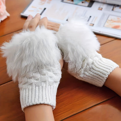 Women's Knit Fingers Gloves Soft Polyester