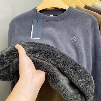 Winter Crew-neck Polar Fleece Long-sleeve T-shirt Hoodie Men's Top