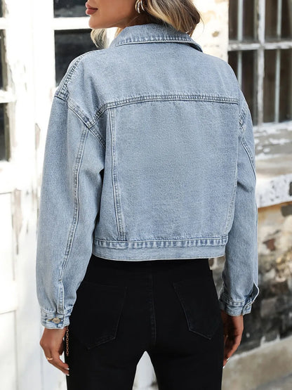 Button Up Denim Jacket with Chest Pockets