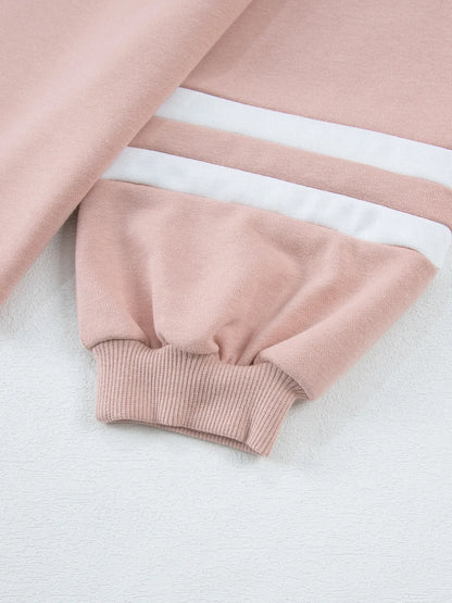 Contrast Trim Round Neck Top and Pants Set