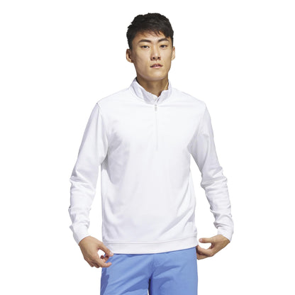 adidas Mens Elevated Quarter Zip Pullover White Small