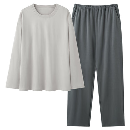 Mens 100 Cotton Pajama Set With Long-sleeve Top And Long Pants