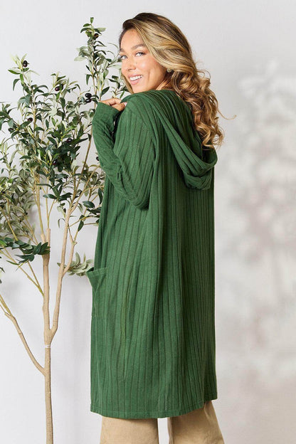 Basic Bae Full Size Hooded Sweater Cardigan for Women
