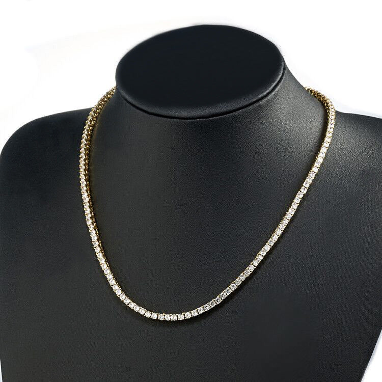 Mens Gold-Plated Micro-Inlaid Zircon Copper Bracelet And Necklace