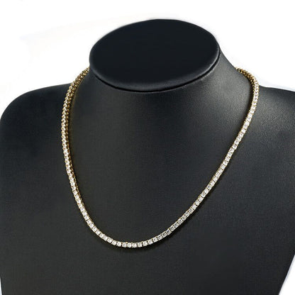 Mens Gold-Plated Micro-Inlaid Zircon Copper Bracelet And Necklace
