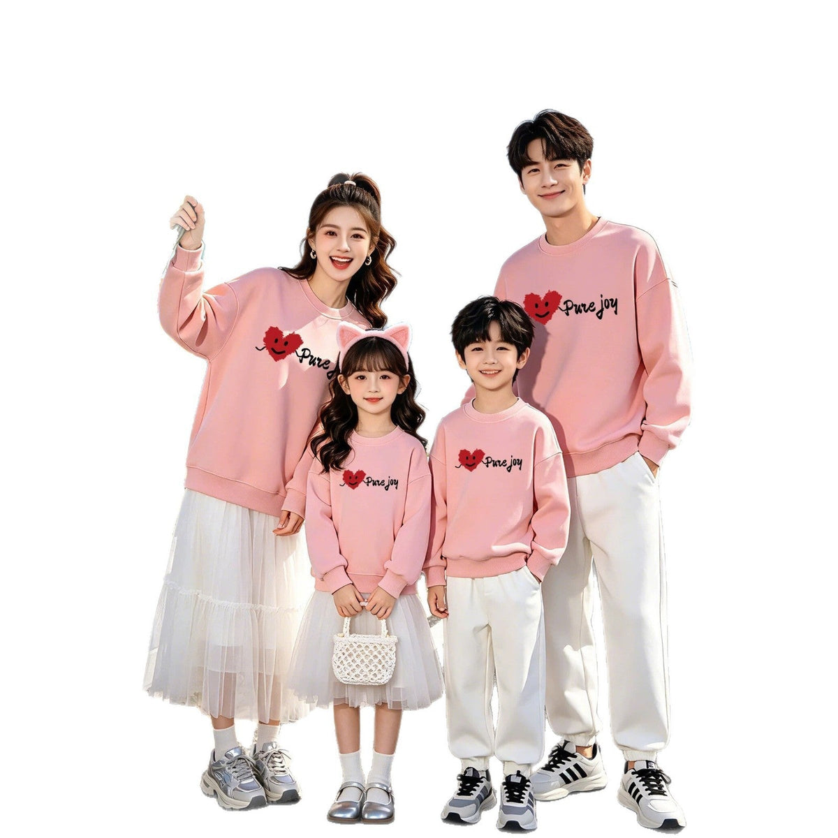 Sweatshirt With Heart And Smiley Print Family Matching Set