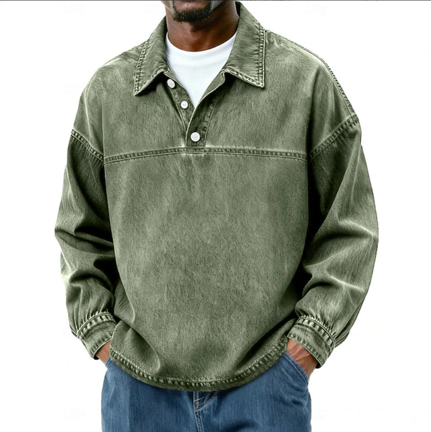 Men's Solid-Color Casual Long-Sleeve Top