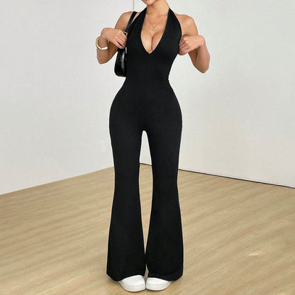European and American hollow back tight fitting jumpsuit