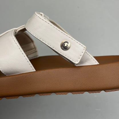 COBIAN Amalfi Synthetic Leather W/ Microfiber Lining Sandals Women's Sz 9, 39.5 EU Cream AMA25-110-9