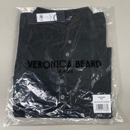 VERONICA BEARD Jeans Women's Coralee Top Lace Sleeves Sz-S Black J2406JY0330831