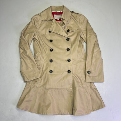 BANANA REPUBLIC Flared Trench Coat 100% Cotton Shell  Women's Sz XS Coconut Husk