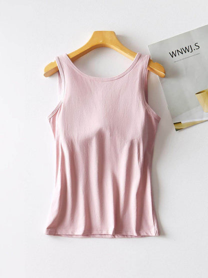Round Neck Tank with Bra for Comfortable Everyday Wear