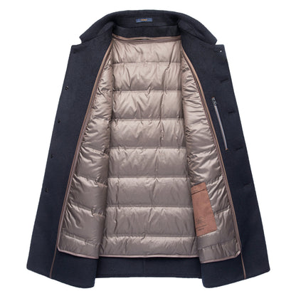 Middle-aged Men's Lapel Double-sided Woolen Coat