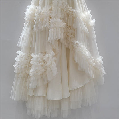 Ruffle Mesh Bubble Skirt For Women