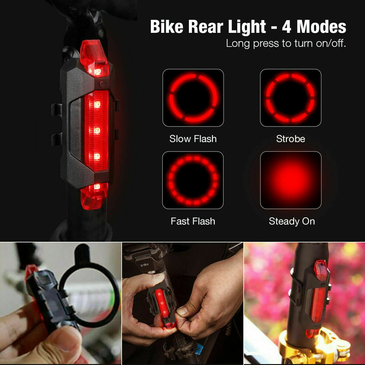 USB Rechargeable LED Bike Headlight