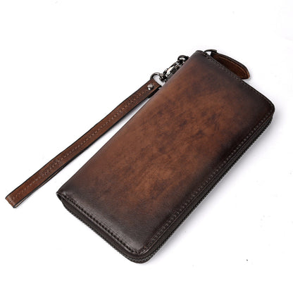 Hand-rubbed Color Multi-card Position Clutch Casual Leather Wallet