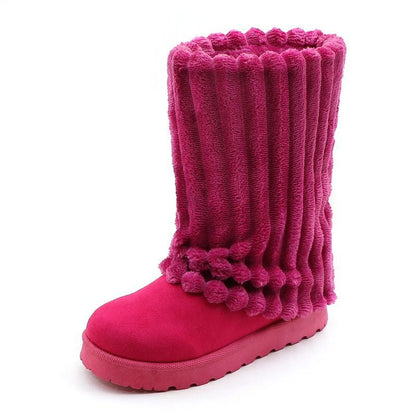 Womens Solid-Color High-Top Plush Snow Boots