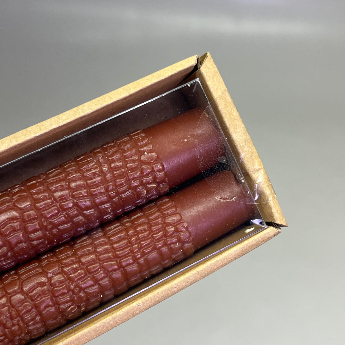CREATIVE CO-OP (2 PACK) Snake Skin Print Taper Candle Unscented 10" Brown CD2230