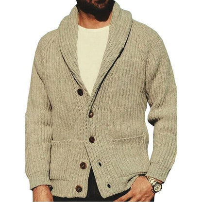 Solid Color Lapel Long Sleeve Outerwear Sweater