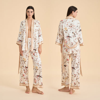 Floral-print Satin Chiffon Loungewear Set