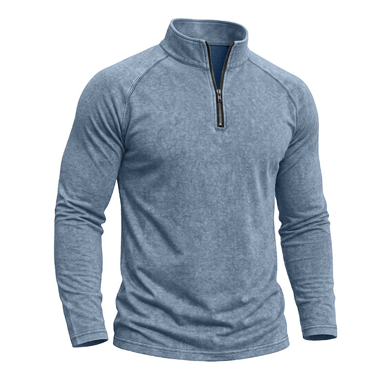 Retro Washed Long-sleeve Men's Distressed T-shirt