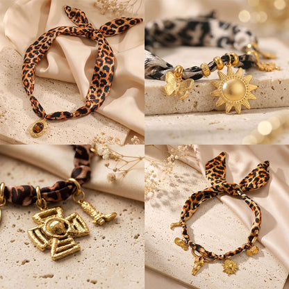 European & American Style Necklace For Women, Leopard Print Heart Pendant, Unique Shape Designed Clavicle Chain, Versatile Jewelry