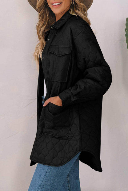 Snap Down Collared Winter Coat for Stylish Warmth