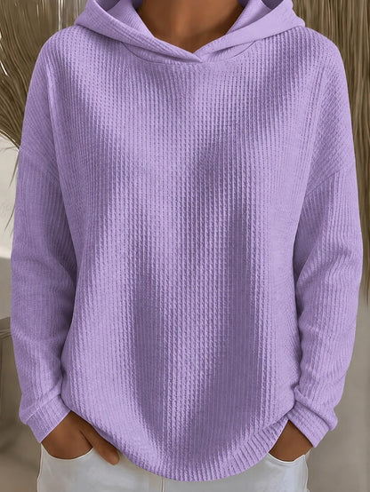 Womens Loose-Fit Solid-Color Hoodie