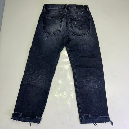 R13 Relaxed Distressed Boyfriend Jeans Made In Italy Women's Sz 24 Jake Black