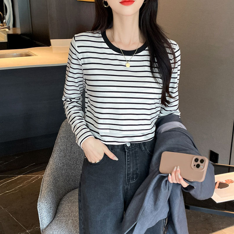 Striped Nursing Shirt Spring And Autumn Long Sleeve Nursing Clothes