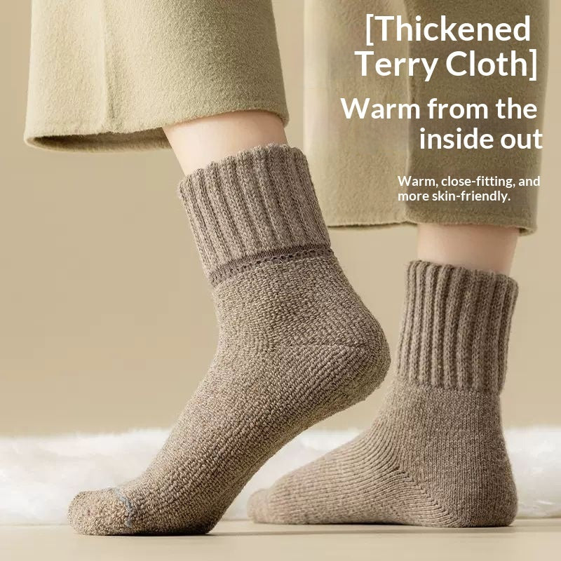 Womens Mid-calf Terry Socks For Fall And Winter