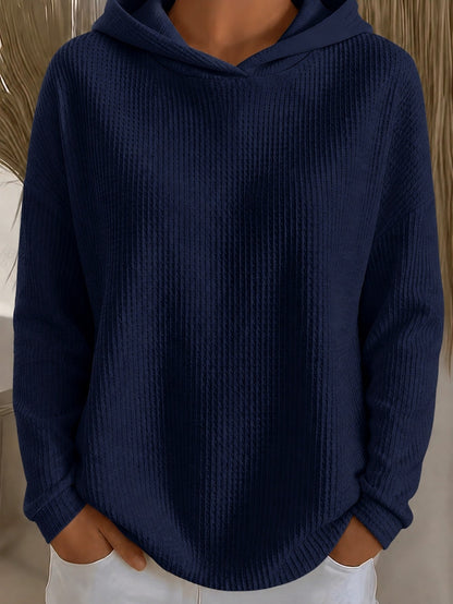Womens Loose-Fit Solid-Color Hoodie