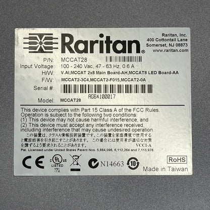 RARITAN MasterConsole CAT28 KVM Switch MCCAT28 (Used, Working)