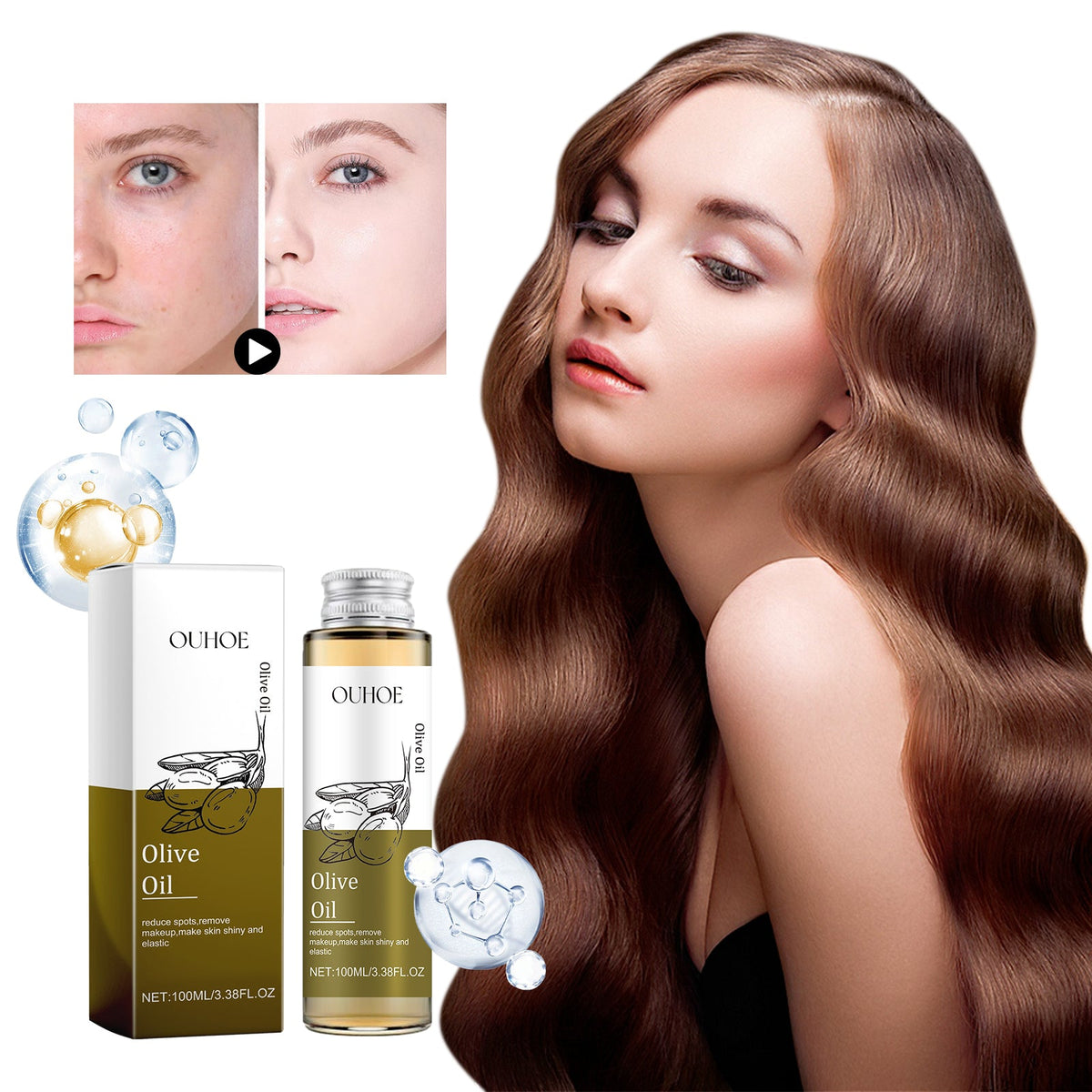 Olive Oil, Multi-Effect Massage Oil For Skin Whitening And Smoothing Hair
