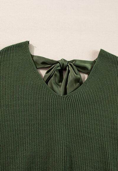 Tied Back V-Neck Long Sleeve Sweater for Women Fashion