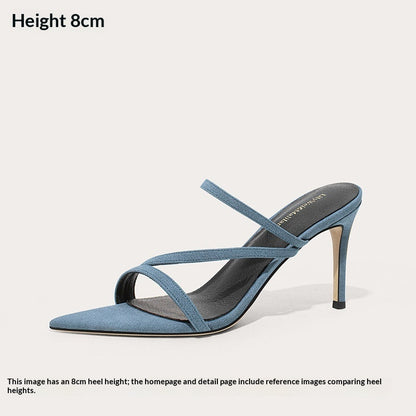 Pointed-toe Open-toe Single-strap High-heeled Sandals