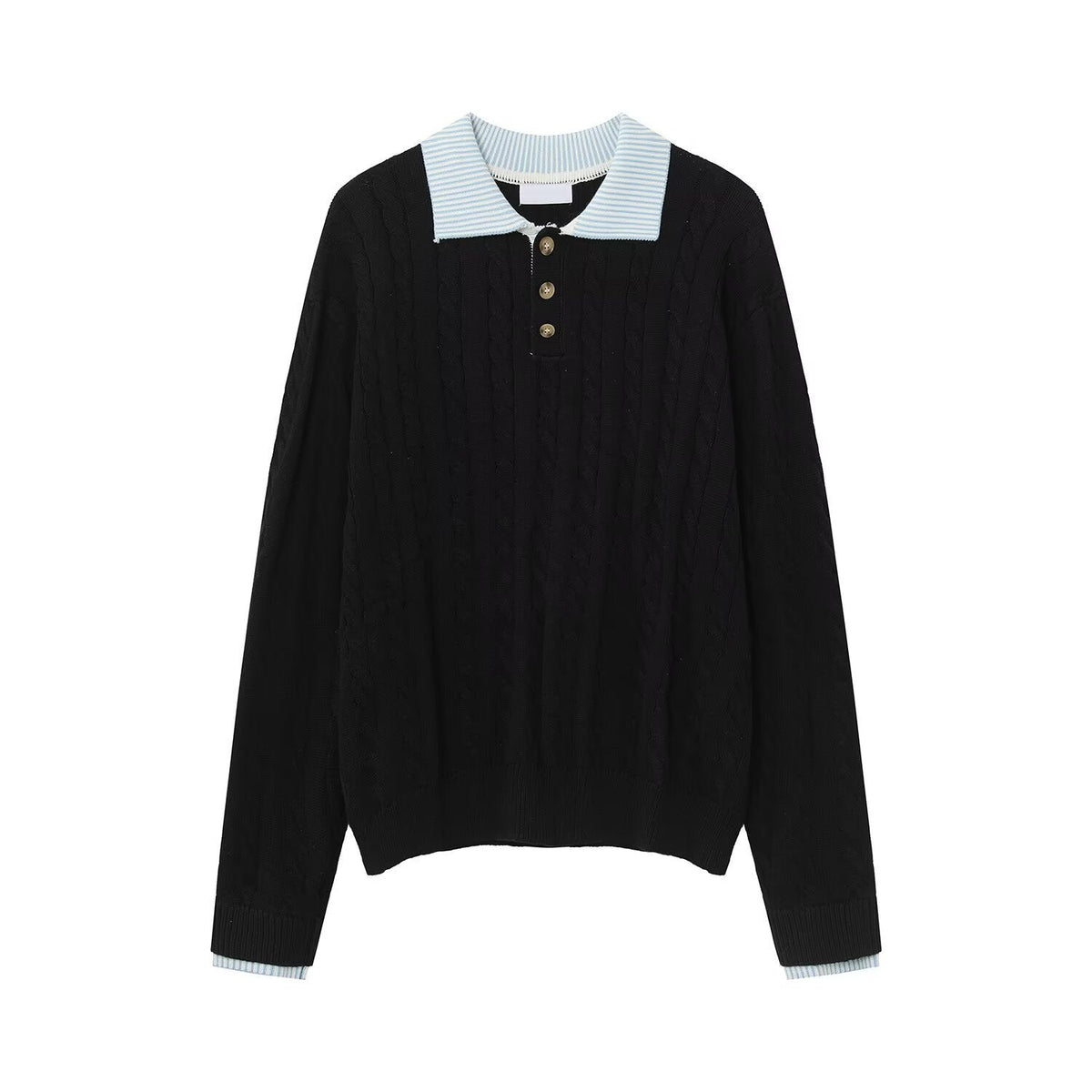 Retro Patchwork Color-Block High-End Cable-Knit Sweater For Men