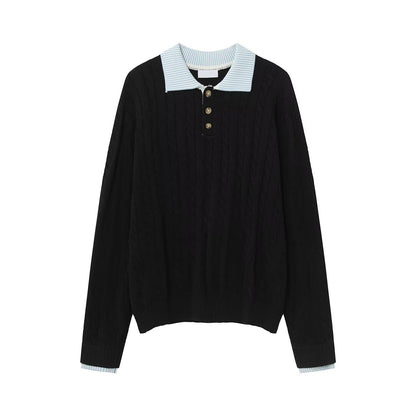 Retro Patchwork Color-Block High-End Cable-Knit Sweater For Men