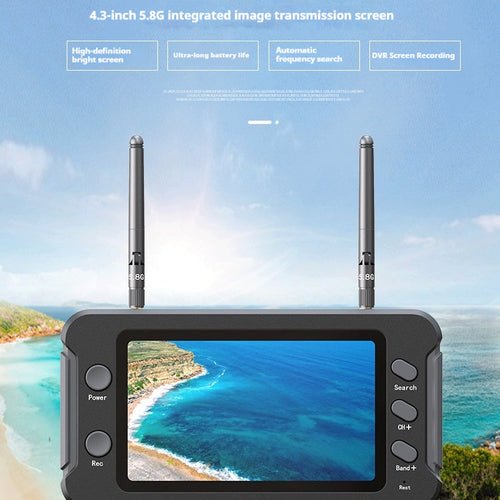 43-inch 5.8g Crossing Machine FPV Display Screen 800480 HD 1200mAh Voltage 5-23V With DVR