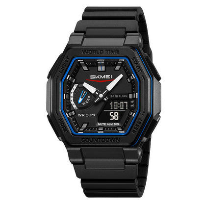 Waterproof Multi-function Digital Watch For Students A Versatile Sports-style Dual-display Wristwatch