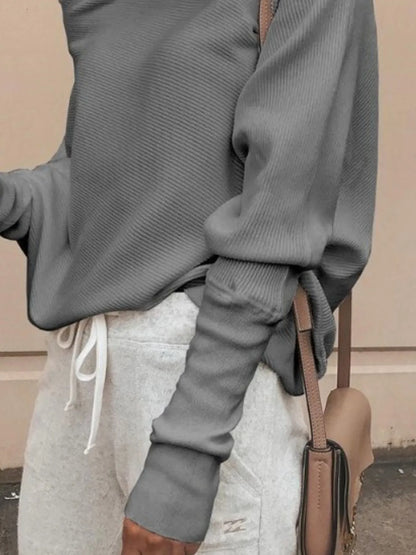 Single Shoulder Ribbed Knit Top